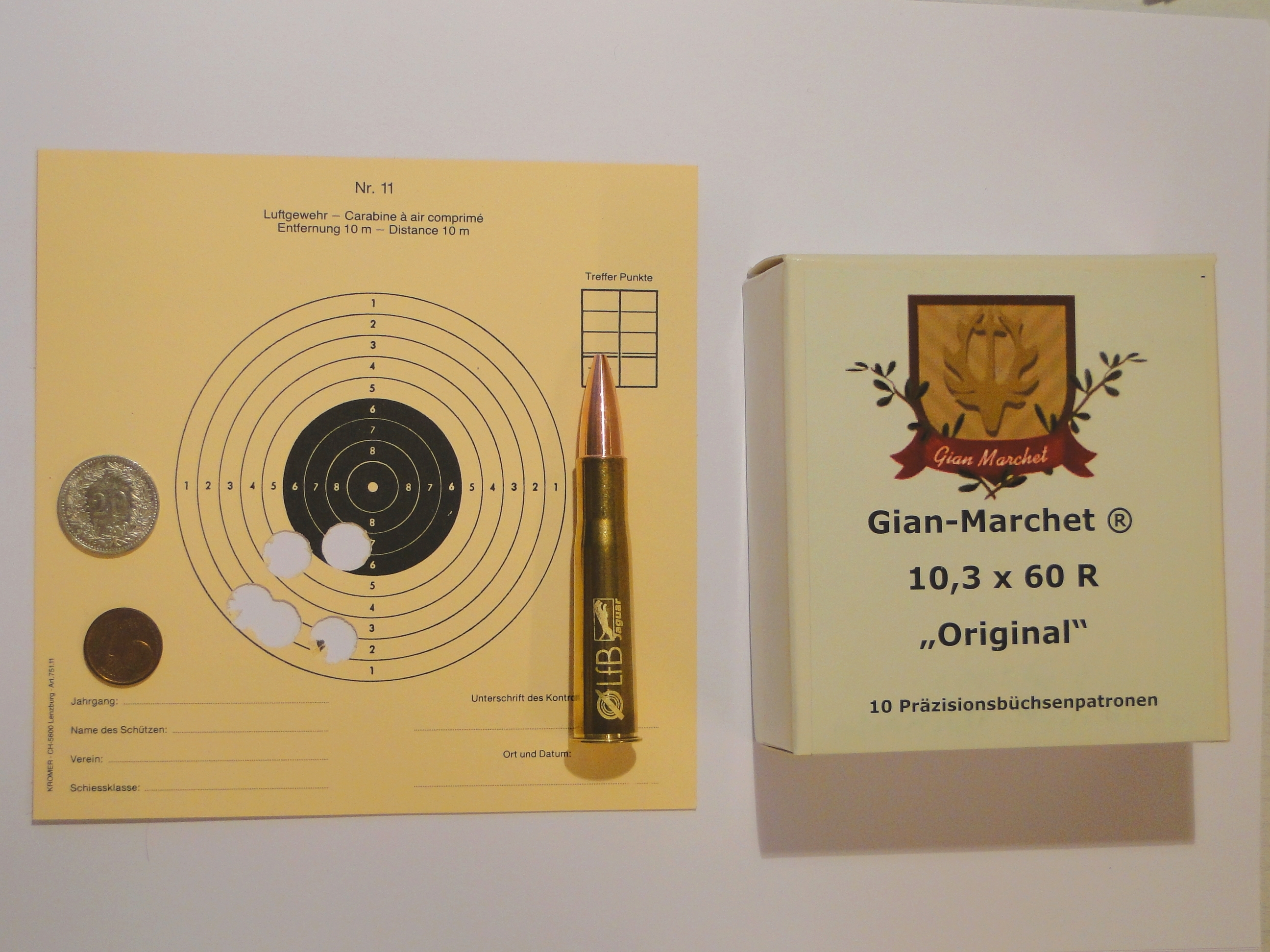 3. Scheibe mit Gian-Marchet® "Original" - 5 Schuss auf 100 Meter Distanz...