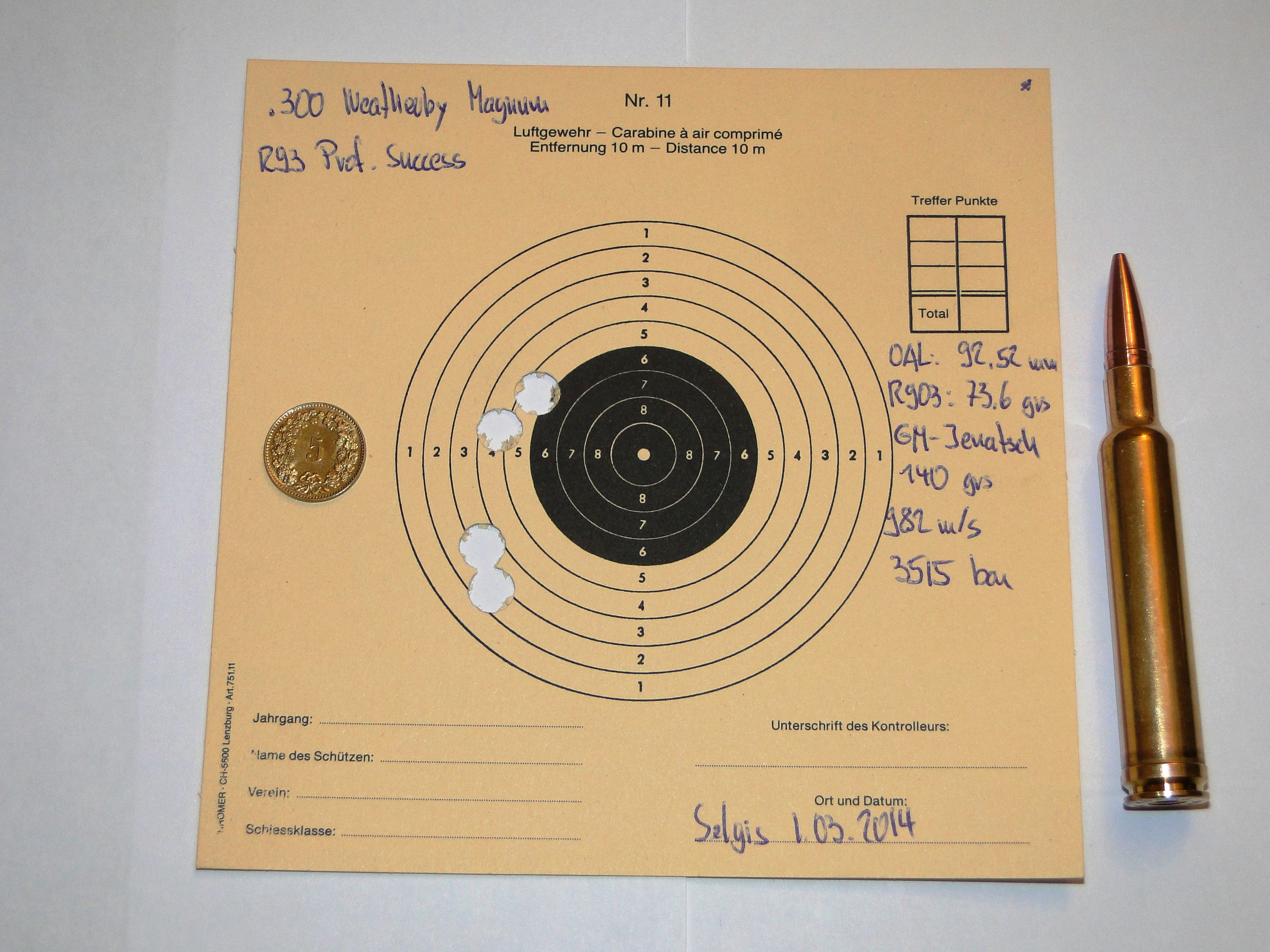 Einschiessen der.300 Weatherby Magnum mit Gian-Marchet Jenatsch 
				  nach der chemischen Reinigung des Laufs... 